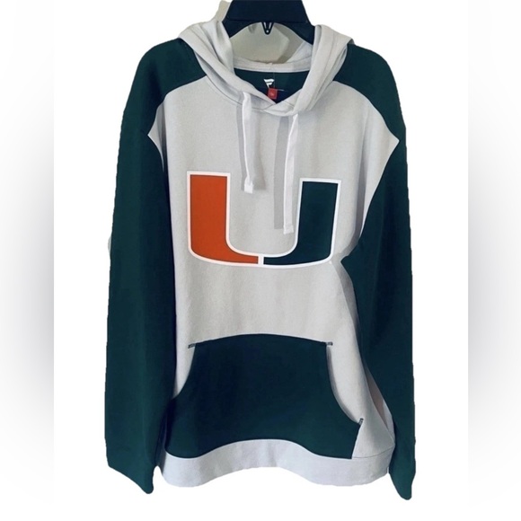 FANATICS Men's XL Miami Hurricanes Arctic Pullover Hoodie – Cotton Blend Fleece - Picture 2 of 8